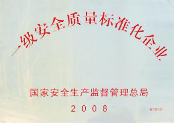 2008年我公司獲“一級(jí)質(zhì)量標(biāo)準(zhǔn)化企業(yè)”稱號(hào)